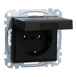 Механізм розетки SCHUKO з кришкою Merten System M, MEG2311-0403 (матовий чорний)