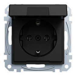 Механізм розетки SCHUKO з кришкою Merten System M, MEG2311-0403 (матовий чорний)