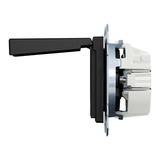 Механізм розетки SCHUKO з кришкою та захисними шторками Merten System M, MEG2310-0403 (матовий чорний)