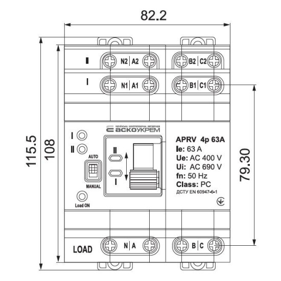Реле автоматичного ввімкнення резерву Аско-Укрем APRV 4p 63A (A0010230007)