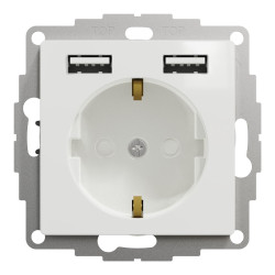 Розетка Schneider Electric Sedna Design & Elements з заземленням та 2 USB тип А біла SDD111052