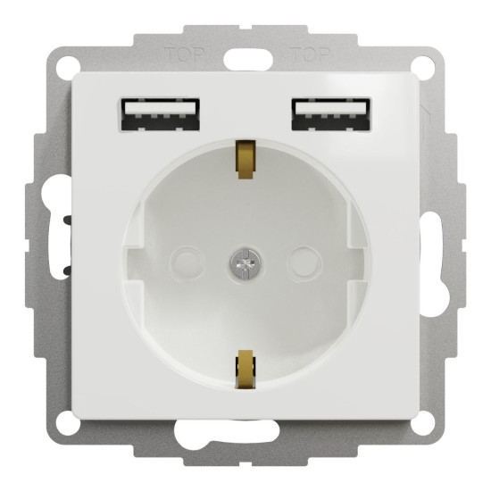 Розетка Schneider Electric Sedna Design & Elements з заземленням та 2 USB тип А біла SDD111052