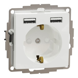 Розетка Schneider Electric Sedna Design & Elements з заземленням та 2 USB тип А біла SDD111052