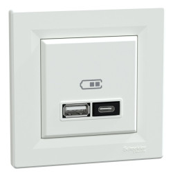 USB розетка Schneider Electric Asfora EPH2700521 тип A+C, 21Вт 3A біла