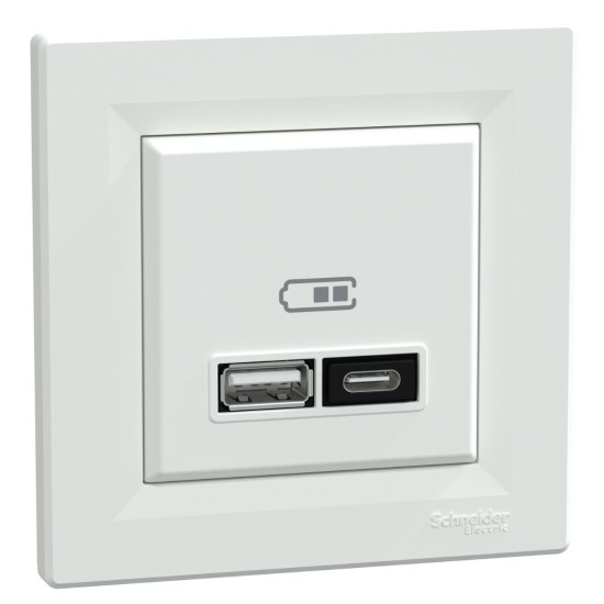 USB розетка Schneider Electric Asfora EPH2700521 тип A+C, 21Вт 3A біла