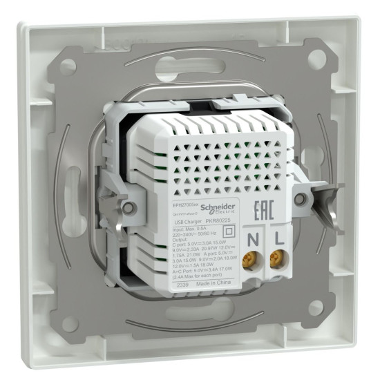 USB розетка Schneider Electric Asfora EPH2700521 тип A+C, 21Вт 3A біла
