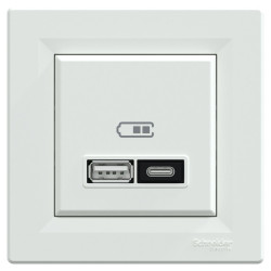 USB розетка Schneider Electric Asfora EPH2700521 тип A+C, 21Вт 3A біла