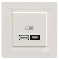 USB розетка Schneider Electric Asfora EPH2700523 тип A+C, 21Вт 3A крем