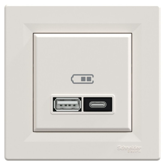 USB розетка Schneider Electric Asfora EPH2700523 тип A+C, 21Вт 3A крем