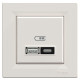 USB розетка Schneider Electric Asfora EPH2700523 тип A+C, 21Вт 3A крем