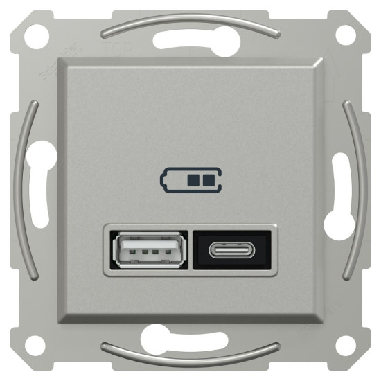 USB розетка Schneider Electric Asfora EPH2700561 тип A+C, 21Вт 3A алюміній