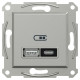 USB розетка Schneider Electric Asfora EPH2700561 тип A+C, 21Вт 3A алюміній