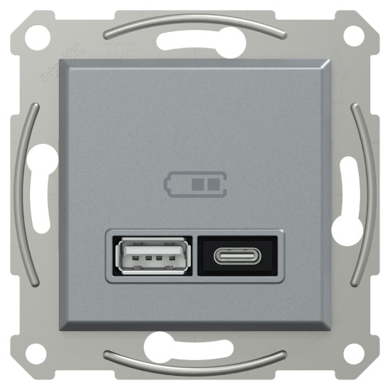 USB розетка Schneider Electric Asfora EPH2700562 тип A+C, 21Вт 3A сталь