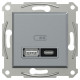 USB розетка Schneider Electric Asfora EPH2700562 тип A+C, 21Вт 3A сталь