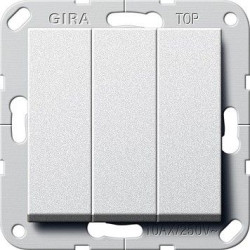 Триклавішний вимикач Gira System 55 алюміній (283226)