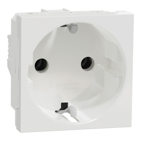 Розетка з заземленням Schneider Electric Unica New NU303618 зі шторками 16А гвинтовий зажим біла