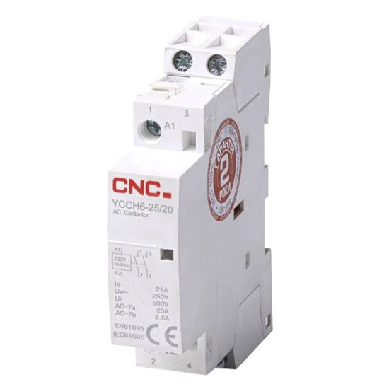 Модульний контактор CNC YCCH6-25 2Р 220В 1NO+1NC (Б00033961)