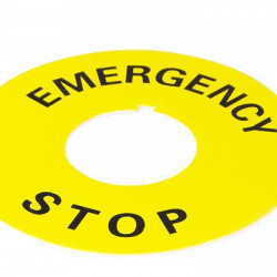 Табличка маркувальна EMERGENCY STOP жовта кругла для кнопок XB2 Аско-Укрем (A0140010073)