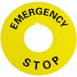 Табличка маркувальна EMERGENCY STOP жовта кругла для кнопок XB2 Аско-Укрем (A0140010073)