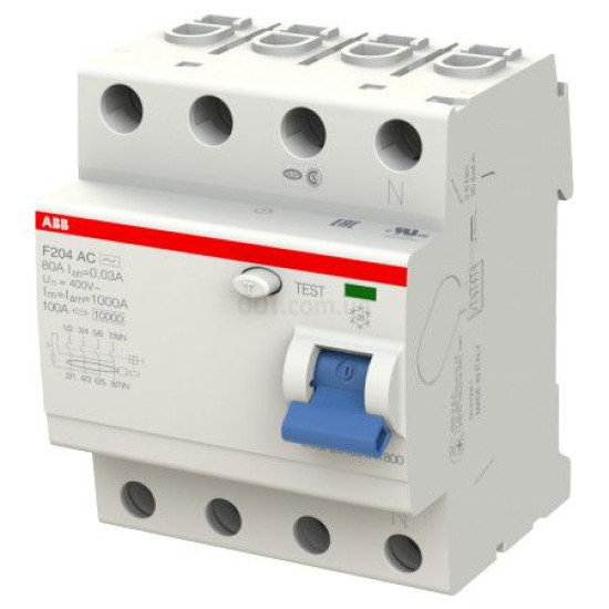 ПЗВ ABB F204AC-80/0,03 80А 4Р 30mA тип AC, ABB