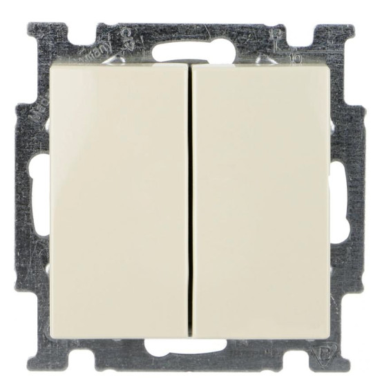 Двоклавішний прохідний вимикач ABB Basic 55 2006/6/6 UC-92-507 (слонова кістка)