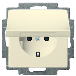 Розетка ABB Basic 55 20 EUK-92-507 із заземленням та кришкою (слонова кістка)