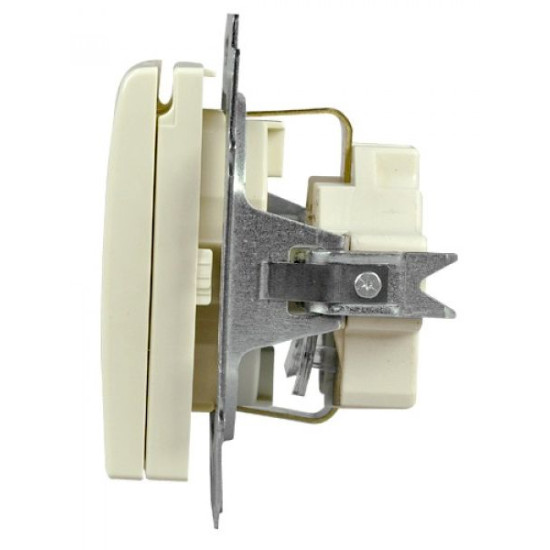 Розетка ABB Basic 55 20 EUK-92-507 із заземленням та кришкою (слонова кістка)