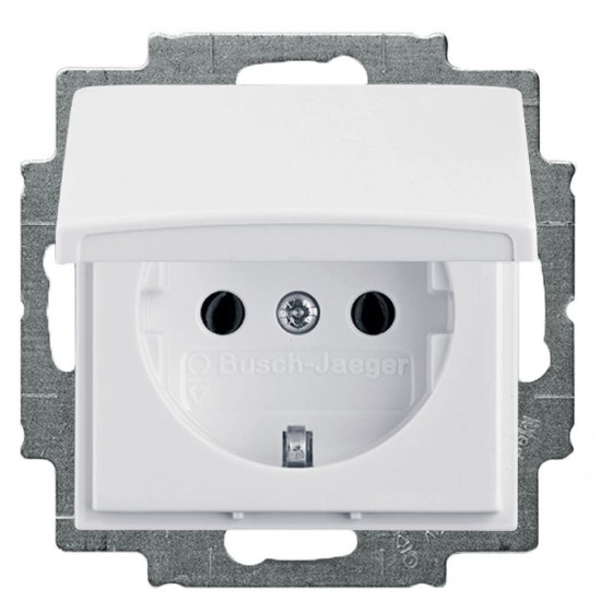 Розетка ABB Basic 55 20 EUK-94-507 із заземленням та кришкою (альпійський білий)