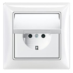 Розетка ABB Basic 55 20 EUK-94-507 із заземленням та кришкою (альпійський білий)