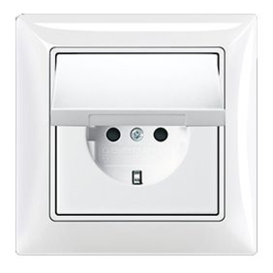 Розетка ABB Basic 55 20 EUK-94-507 із заземленням та кришкою (альпійський білий)