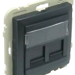 Подвійна комп'ютерна розетка Logus 21975 TIS RJ45 (Cat.5e) (сірий)