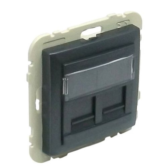 Подвійна комп'ютерна розетка Logus 21975 TIS RJ45 (Cat.5e) (сірий)