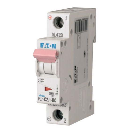 Автоматичний вимикач Eaton PL7-C2/1-DC 250В DC 2А C