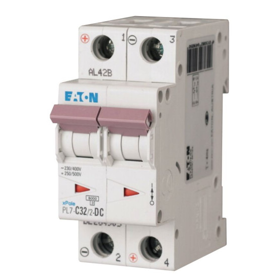 Автоматичний вимикач Eaton PL7-C32/2-DC 500В DC 32А C