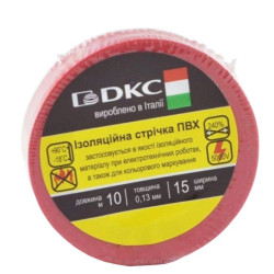 ПВХ ізолента 0,13x15мм червона 10 метрів DKC