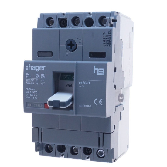 Ел.автомат Hager x160, In=25А, 3п, 18kA