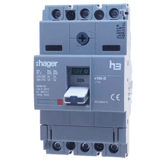 Електро-автомат Hager x160, In=32А, 3п, 18kA