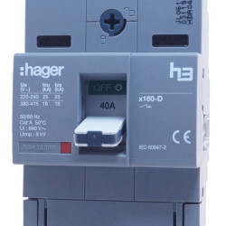 Автоматичний вимикач Hager x160, In=40А, 3п, 18kA