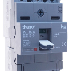 Автомат електроживлення Hager x160, In=50А, 3п, 18kA