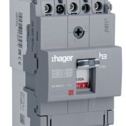 Автомат Hager x160, In=100А, 3п, 18kA