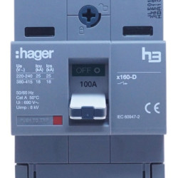 Автомат Hager x160, In=100А, 3п, 18kA