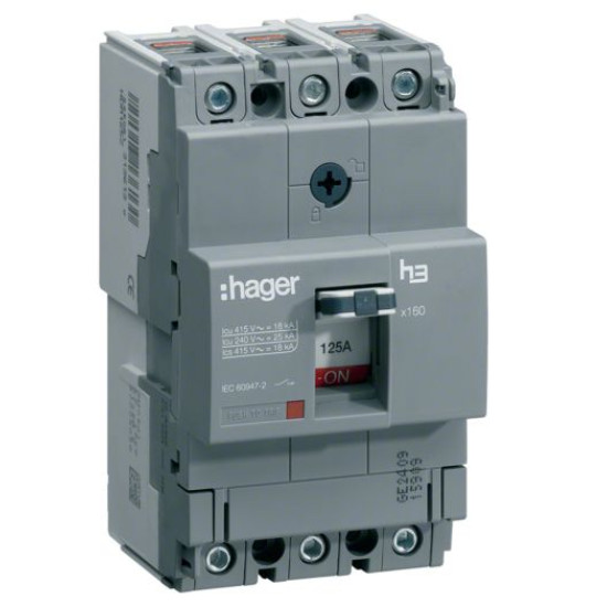 Автоматичний вимикач Hager x160, In=63А, 3п, 40kA