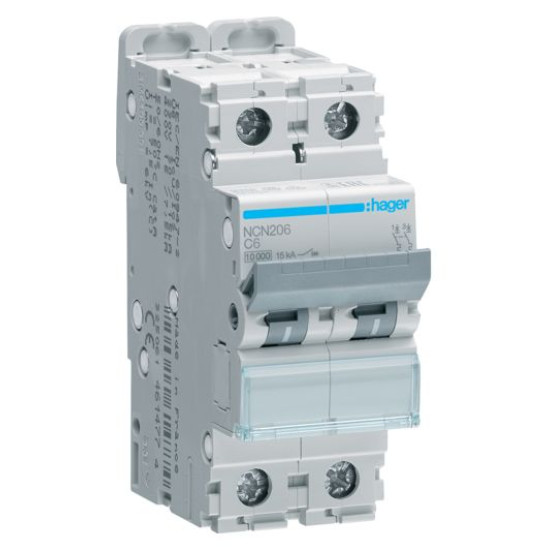 Електроавтомат NCN206 (2р, С, 6А) Hager
