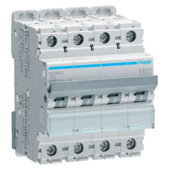 Захисний вимикач NCN450 (4р, С, 50А) Hager