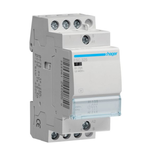 Контактор 25A ESC325 (3НВ, 230В) 2м Hager