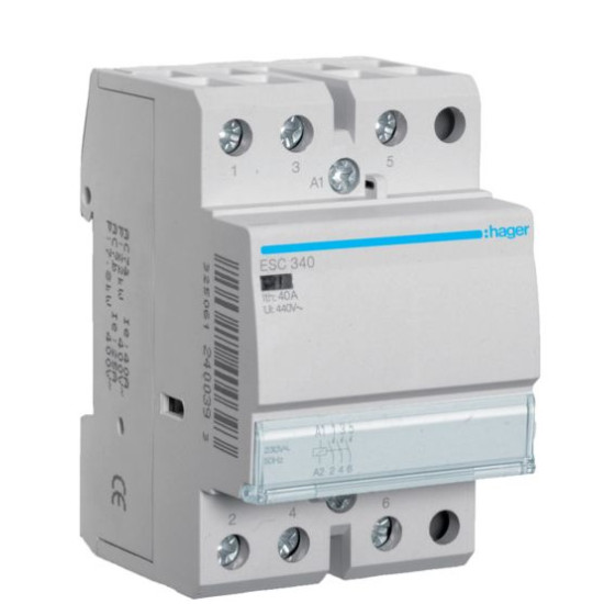 Контактор 40A ESC340 (3НВ, 230В) 3м Hager