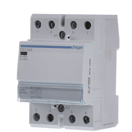 Контактор 40A ESC443 (3НТ+1НЗ, 230В) 3м Hager