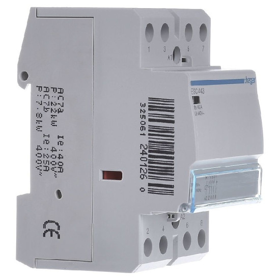 Контактор 40A ESC443 (3НТ+1НЗ, 230В) 3м Hager