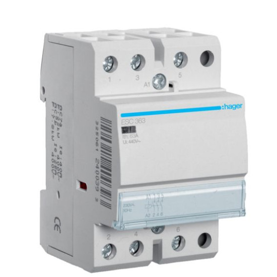 Контактор 63A ESC363 (3НВ, 230В) 3м Hager