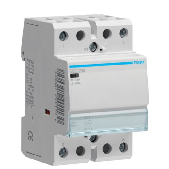 Контактор 63A ESD263 (2НО, 24В) 3м Hager